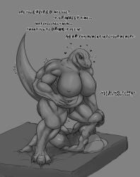 breasts dialogue dinosaur dominant_female drydude english_text furry human_male_on_animal humanoid pregnant pussy pussy_juice scalie text