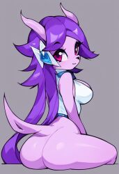 ai_generated anthro aquatic_dragon big_ass big_breasts civitai dragon entern789 female female_protagonist freedom_planet freedom_planet_2 looking_at_viewer looking_back looking_back_at_viewer no_panties sash_lilac video_games water_dragon