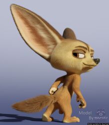 3_toes 3d_(artwork) 4_fingers anthro anus balls bedroom_eyes big_ears black_nose blender_(artwork) blue_background canid canine claws digital_media_(artwork) disney english_text eyebrows feet fennec_fox fingers finnick finnick_(zootopia) fluffy fluffy_tail fox fur genitals half-closed_eyes hi_res looking_at_viewer male male_only mammal mouth_closed narrowed_eyes on_model orange_eyes paws rear_view rockyrcoon seductive simple_background smile solo standing tail tan_body text toes true_fox watermark zootopia