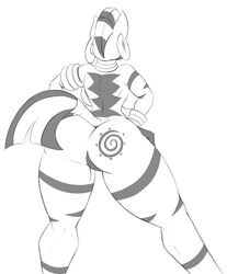 2015 anthro anthrofied ass big_ass big_butt bracelet breasts butt cutie_mark ear_piercing equine female friendship_is_magic hair hands_on_hips hips jewelry jrvanesbroek mammal mohawk monochrome my_little_pony neck_rings nude piercing pussy rear_view solo straight_hair stripes tail thick_thighs vagina wide_hips zebra zecora_(mlp)