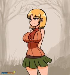 1girls animated animated animated artist_name ashley_graham blonde_hair blush blush breasts breasts_out clothing flashing flashing_breasts ichduhernz large_breasts nipples resident_evil resident_evil_4 skirt smiling solo solo_female tongue_out