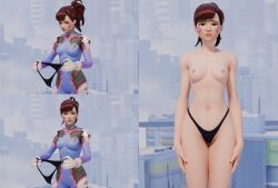 1girls 3d 3koma alternate_version_available artist_request asian_female black_panties black_thong blizzard_entertainment breasts brown_hair clothed/nude d.va embarrassed embarrassed_nude_female embarrassed_underwear_female embarrassing_outfit enf euf female female_only girls_reacting_to_bikini_(meme) hana_song overwatch panties_only ponytail reluctant sequence thong thong_bikini thong_only topless topless_female trying_on_clothes