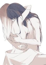 2girls breasts embracing embracing_another female female_only implied_sex naked naked_female path_to_nowhere rahu_(path_to_nowhere) scars scars_all_over shalom_(path_to_nowhere) size_difference yuri