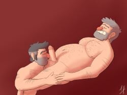 artist_request blowjob boner brothers color colored dick dilf disney eyes_closed gay gravity_falls grey_hair grunkle_stan hairy incest male male_only nude old_man older_male penis pleasure_face stanford_pines stanley_pines tagme twins