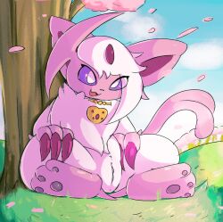 2024 absol anna_(livingfox66) eeveelution espeon feral feral_only fur gem generation_2_pokemon generation_3_pokemon genitals hair hi_res hybrid lodetail multicolored_body multicolored_fur nintendo pokemon pokemon_(species) purple_body purple_ears purple_eyes purple_fur purple_scelera purple_tail pussy solo spread_legs spreading tail two_tone_body two_tone_fur white_body white_eyes white_fur white_hair