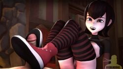 3d animated areolae black_hair breasts clothing converse erection feet female footjob hotel_transylvania male mavis_dracula nipples no_sound open_mouth penis pussy rocksolidsnake shoejob shoes short_hair sneakers source_filmmaker thighhighs video