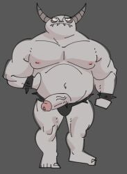 1boy bara big_male boner erection golan golan_the_insatiable horns male_only moobs muscular muscular_male penis_out penis_out_of_underwear posduroo solo solo_male staring_up tummy underwear_only wrist_cuffs