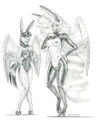 2024 alicorn anthro anthrofied baron_engel breasts cleavage clothed clothing clothing_lift cutie_mark duo equid equine female friendship_is_magic fur genitals greyscale hair hasbro hi_res horn mammal monochrome motion_lines my_little_pony mythological_creature mythological_equine mythology nipples open_mouth playboy_bunny princess_celestia_(mlp) pussy shirt shirt_lift spread_wings story story_at_source story_in_description tail topwear twilight_sparkle_(mlp) unicorn_horn wings