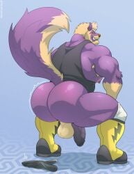 animal_humanoid anthro anus archer_the_skunk ass balls bara bara_ass beard biceps big_ass big_ass_(male) big_butt bubble_ass bubble_butt clothed clothing crouching dat_ass dat_butt dumptruck_ass dumptruck_butt exercise_clothing facial_hair fat_ass fat_butt genitals hi_res huge_ass huge_butt humanoid humanoid_genitalia humanoid_penis large_ass large_butt looking_at_viewer looking_back looking_back_at_viewer male mammal manly massive_ass massive_butt mephitid moustache muscle_ass muscle_butt muscular muscular_anthro muscular_ass muscular_butt muscular_male nipple_piercing nipples penis piercing plump_ass plump_butt presenting presenting_anus presenting_hindquarters raised_tail round_ass round_butt skunk solo tail teasing teasing_viewer tylerstark vein veiny_penis