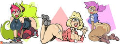 3girls areola_slip ass ass_focus ass_up big_ass big_breasts bimbo breasts cartoon_network clothing crossover dat_ass demencia_(villainous) enid female female_only gigantic_ass huge_ass huge_breasts leggings maniacpaint milf multiple_females multiple_girls oddrich ok_k.o.!_let's_be_heroes open_mouth panting presenting presenting_hindquarters rita_loud skimpy skimpy_clothes smile straight_hair tease teasing the_loud_house thick_ass thick_thighs thighhighs thong tongue villainous wide_hips zipper