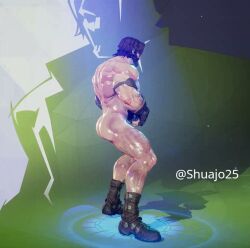 bara beard big_pecs big_penis brown_hair bucky_barnes dancing emote full_body gay hairy_ass hairy_chest male_focus marvel marvel_rivals muscular_male netease_games nude nude_male nude_mod shuajo25 strong_male tagme video winter_soldier winter_soldier_(marvel_rivals)