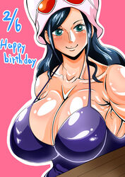 1girls alternate_version_available bare_shoulders big_breasts black_hair blue_dress blue_eyes busty cleavage curvy dress dressrosa english_text eyelashes female female_only front_view hat hourglass_figure human long_hair looking_at_viewer nico_robin one_piece pointy_chin pose posing shiny shiny_skin simple_background solo standing sunglasses teamtgs text voluptuous wide_hips