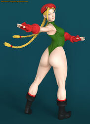 3d ass beret blonde_hair blue_eyes boots braids cammy_white dat_ass female gloves hips legs long_hair solo street_fighter the_majestic thighs very_long_hair wide_hips