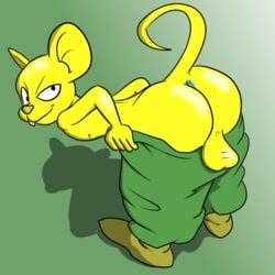 anus ass backsack balls clothing dragon_ball dragon_ball_super fur looking_back male male_only mammal mouse presenting presenting_hindquarters quitela rodent solo solo_male undressing unknown_artist yellow_fur