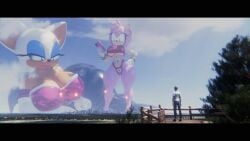 1boy 2girls 3d 3d_(artwork) amy_rose big_breasts breasts city explosion explosive extreme_size_difference huge_boobs huge_breasts human human_male large_boobs large_breasts magnetvox military missile mobian mobian_(species) mobian_bat mobian_female mobian_hedgehog rouge_the_bat size_difference sonic_(series) sonic_the_hedgehog_(series) uncaring