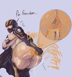 anus face_covered fart fart_cloud fart_fetish helldiver_(helldivers) helldivers helldivers_2 large_ass large_breasts melonarts2_(artist)