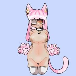 1girls areolae blush breasts cat_ears cat_tail duplicate eye_patch female heart-shaped_pupils jewpaca nipples nude nude_female paws pussy roblox roblox_avatar robloxian silly smile thighhighs thighs