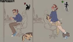 ai_assisted ai_generated bestiality_impregnation canine canine_pussy feral feral_on_human gaming_chair human_on_feral male_on_feral meme nerd pumpkinai69 zoophilia