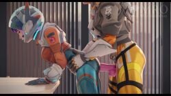 2girls 3d 3d_(artwork) 3d_animation animated blizzard_entertainment bodysuit clothed clothing cotton_tail doggy_style female female_focus female_only from_behind from_behind_position fucked_from_behind juno_(overwatch) kassioppiava latex lesbian_sex moonroomoom office overwatch penetration_through_clothes random_tide sex_through_clothes shiny_clothes short_hair sound strap-on strapon tracer tracer_(overwatch_2_suit) video video_game_character video_games yuri
