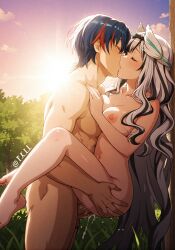1boy 1girls ai_generated alear_(fire_emblem) alear_(fire_emblem)_(male) brother_and_sister brother_kissing_sister completely_naked completely_nude echoanomaly female fire_emblem fire_emblem_engage half-siblings incest intercourse kissing kissing_while_penetrated leg_lock legs male nude nude_female nude_male sex veyle_(fire_emblem)