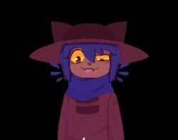 1boy 2d animated anthro anthro_male anthro_only black_background blue_hair cum cum_on_viewer cumshot male male_only maykez meme niko_(oneshot) oneshot pixel_art smile solo sprite tongue tongue_out yellow_eyes