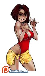 1girls dark-skinned_female dark_skin disney female female_only jago_dibuja redbone solo swimsuit the_proud_family trudy_proud