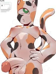 1futa avielle calico_cat calico_pattern cyclops cyclops_futa cyclops_girl dickgirl futanari green_eye not_my_oc ocelot restinterate tagme veiny_penis