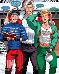 ai_generated ainpostolos billy_kaplan billy_maximoff black_hair brothers christmas family family_bonding marvel pietro_maximoff quicksilver sfw silver_hair speed speed_(young_avengers) tommy_maximoff tommy_shepherd twins uncle uncle_and_nephew wiccan young_avengers