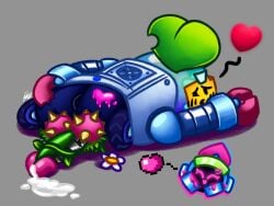 aquamarine_sprout_(brawl_stars) big_penis bush bushy_pubes cum dripping_cum flowe flower glass heart laying_on_stomach leaf metal_penis paint_on_ass pixel_art plant_penis post-it post-it_note robot shy_face spiky_balls spread_butt sprout_(brawl_stars) tire tv_head vines