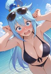 1girls ai_generated aqua_(konosuba) beach bikini breasts kono_subarashii_sekai_ni_shukufuku_wo! owari_wan tagme
