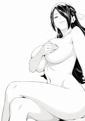 ai_generated azuma_fubuki big_ass big_breasts breast_grab covered_nipples covering_breasts female hair_over_one_eye leg_on_another's_leg mato_seihei_no_slave milf perfect_body seductive_look seductive_smile sitting smile_at_viewer