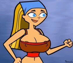 2d 2d_animation animated big_breasts blonde_hair breasts busty cleavage erect_nipples female female_focus female_only hourglass_figure lindsay_(tdi) running total_drama_island wide_hips yenvudu