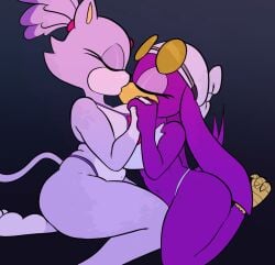 2025 2d 2d_(artwork) 2d_artwork 2girls anthro ass avian big_ass big_breasts big_butt bird bird_girl blaze_the_cat breasts closed_eyes digital_art digital_drawing_(artwork) digital_media_(artwork) duo felid feline female furry furry_female girls_kissing kissing lesbian_kiss passerine purple_body purple_hair sega sonic_(series) sonic_riders sonic_the_hedgehog_(series) swallow_(bird) tagme thong underwear waffafries wave_the_swallow yuri