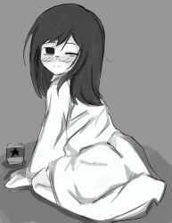 ass big_ass black_hair blush blush drunk funnyegg771181 greyscale long_hair on_knees shijima's_sister shimeji_simulation