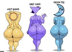 3girls ass ass_chart ass_focus back back_view backboob blue_body blue_skin blush bottomless chart crossed_arms english_text female female_only floating_head gh0stec ghostec glitch_productions gooseworx gooseworx_(character) huge_ass humor large_ass looking_away meme moon_(the_amazing_digital_circus) nude plump purple_body purple_skin shortstack shy signature simple_background sona standing sun_(the_amazing_digital_circus) tadc text the_amazing_digital_circus topless triangle_head unusual_head viewed_from_behind waving white_background yellow_body yellow_skin youtube youtube_avatar youtuber youtuber_girl youtuber_sona