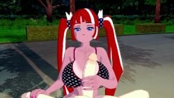 3d 4th_of_july alternate_eye_color alternate_hair_color american_flag_bikini animated anonymous_male bikini_top black_eyebrows black_eyelashes blue_eyes breasts cleavage cum_on_face female fortnite fortnite:_battle_royale hair handjob koikatsu large_boobs large_breasts large_penis lennox_rose_(fortnite) light-skinned_male light_skin male night no_sound outdoors outercourse outside penis red_hair scratch-key streaked_hair tagme tan tanline tanned tanned_female tanned_skin video