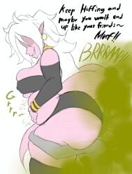 1girls android android_21 android_21_(evil) android_girl anon anonymous_character belly_button big_ass big_breasts big_butt clothed cruel cruelty dragon_ball evil_grin evil_smile face_fart face_farting facefart facefarting fart fart_cloud fart_fetish fart_in_face fart_torture farting farting_in_face farting_on_another fat_ass fat_butt female femdom forced forced_to_sniffing full_belly huge_ass huge_butt implied_vore nightmaresfd simple_background threatening torture vore