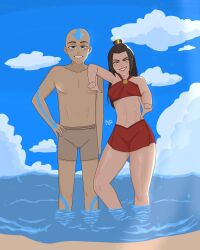 aang avatar_legends avatar_the_last_airbender azula azulaang beach mutty nickelodeon sweat sweaty_body swimsuit swimwear water