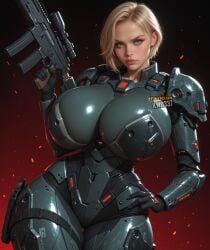 1female 1girls ai_generated big_breasts female kw0337 sergeant_calhoun solo solo_female wreck-it_ralph