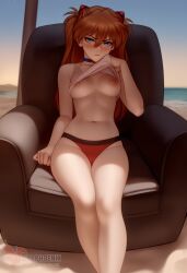 1girls 2d ai_generated areolae ass asuka_langley_sohryu back bare_shoulders beach big_ass blue_eyes day erophoenix female female_focus full_body long_hair looking_at_viewer naked neon_genesis_evangelion nipples nude ocean orange_hair outdoors pale_skin pale_skinned_female patreon_username sky small_breasts solo thick thick_thighs uncensored