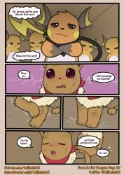 absurd_res blush comic dialogue eevee english_text generation_1_pokemon heartbeat hi_res kerchief long_tail looking_at_viewer luna_(pathwarden) milachu92 neckerchief neckwear nervous nintendo offering_sex pokemon pokemon_(species) pokemon_mystery_dungeon raichu satchel scuff_marks spike_chunsoft tail text