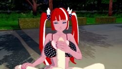 3d 4th_of_july alternate_eye_color alternate_hair_color american_flag_bikini animated anonymous_male bikini_top black_eyebrows black_eyelashes blue_eyes breasts cleavage cum_on_face female fortnite fortnite:_battle_royale hair handjob koikatsu large_boobs large_breasts large_penis lennox_rose_(fortnite) light-skinned_male light_skin male night outdoors outercourse outside penis red_hair scratch-key streaked_hair tagme tan tanline tanned tanned_female tanned_skin