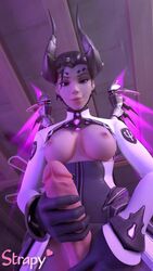 1futa 3d 9:16 alternate_costume animated areolae black_hair blender breasts dickgirl erection futanari horns imp_mercy intersex looking_at_viewer masturbation mercy nipples no_sound overwatch penis shorter_than_10_seconds solo_futa strapy taker_pov vertical_video video