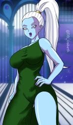 blue_skin dragon_ball dragon_ball_super dress ponytail vados white_hair