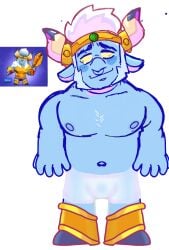 boobs_out boxers brawl_stars breasts bull bull_(brawl_stars) gay male male_boobs male_breasts minotaur solo solo_male underwear white_hair
