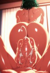 ai_generated beautiful bedroom bomboclatt3000 cum footjob fubuki_(one-punch_man) futa_only futanari intersex naked nude one-punch_man shiny_skin tatsumaki terrible_tornado