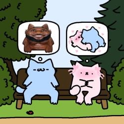 2025 anthro arthropod ass beetle bench blue_body blue_fur blush bow_ribbon closed_eyes cucujoid domestic_cat dot_eyes duo felid feline felis female fur grass heart_symbol humanoid hybrid insects ladybug lebron_james male male/female mammal meme nubcat on_bench outside park park_bench pink_body pink_fur plant public rear_view sex simple_background simple_eyes sitting sitting_on_bench spread_legs spreading tail thought_bubble toony tree