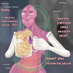 3_breasts alien alien_clothes alien_girl alien_humanoid chewing chewing_cum clenched_eyes disgust disgusted disgusted_expression disgusted_face disgusted_look drinking_cum drinking_smegma forced full_mouth high_heels jar_of_cum jar_of_smegma lied misogyny oc ongio pink_body pink_skin platform_heels pubes pubes_in_mouth saliva saliva_string smegma smegma_glass smegma_in_mouth smegma_jar snot snot_bubble stray_pubes stray_pubic_hair tear tears tricked tricked_into_sex triple_breast veiny veiny_clothes veiny_feet veiny_legs venus yellow_cum