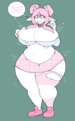 blue_eyes breasts female pink_hair solo