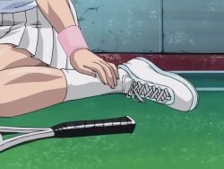 00s 1girls 2002 animated ankle_hold bible_black bible_black_gaiden breasts brown_hair closed_eyes collared_shirt female female_focus headband injury large_breasts long_hair miniskirt pleated_skirt polo_shirt racket shirt shoes short_sleeves sitting skirt sneakers socks solo sportswear sprain tagme tennis tennis_court tennis_racket tennis_uniform wristband